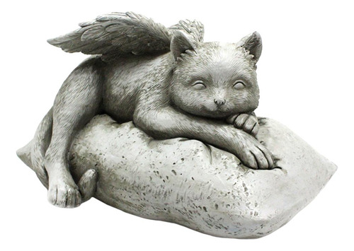 Mascota Gato Estatua Dormir Gatito Ala De Ángel Resina