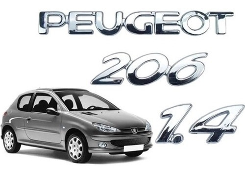 Emblemas Insignias Peugeot + 206 + 1.4 Tapa Baúl 