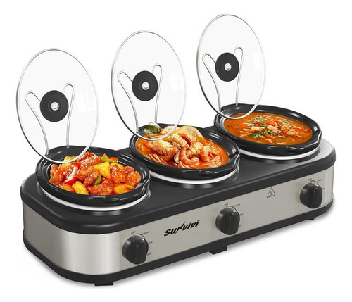 Rechaud Elétrico Triplo Buffet 3 Panelas Inox 220v