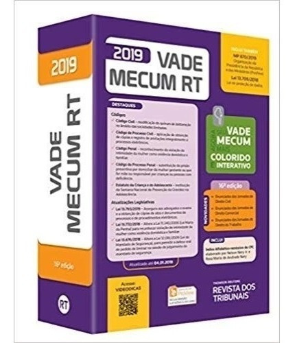 Vade Mecum Rt 2019 - Rt - 16 Ed, De Equipe Rt. Editora Ed Revista Dos Tribunais Ltda, Capa Mole, Edição 16 Em Português