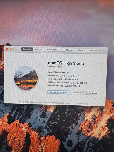 Imac 27 2011. Perfecto Estado Y Sin Detalles. Gris (Usado)