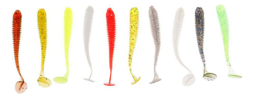 10 Unids T Cola Suave Cebos Pesca Grub Señuelo Artificial