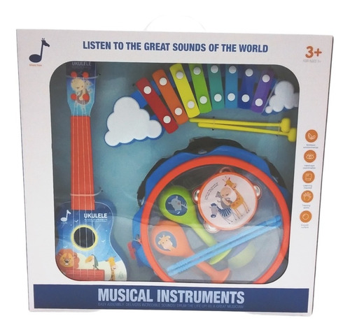 Imagen 3 de 6 de Set Orquesta Musical Instrumentos Tambor Xilofon Microfono
