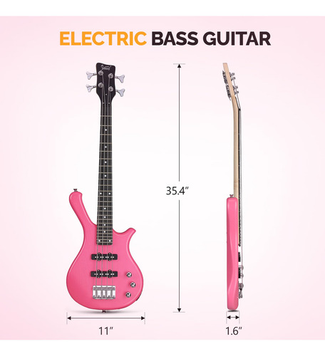 Electric Bass Guitar Glarry 4 String Beginner 91cm W/ Kit