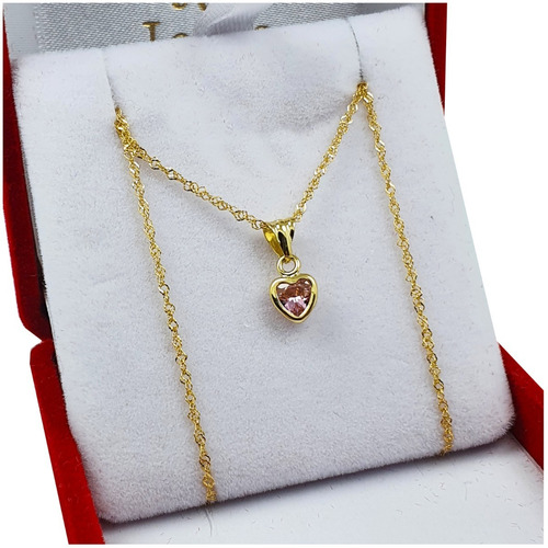 Conjunto Oro 18k Cadena Singapur + Dije Corazón 0.4 Gramos