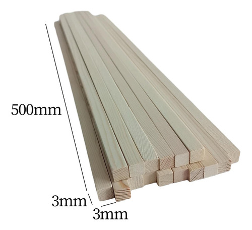 100 Piezas De Palos Cuadrados Sin Terminar, 500mmx3mmx3mm