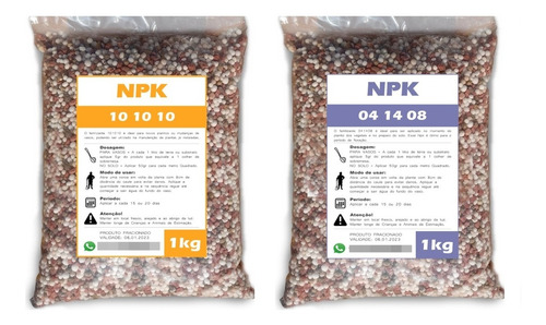 Kit Adubo Fertilizante Npk 10 10 10 + 04 14 08 - 1kg Cada