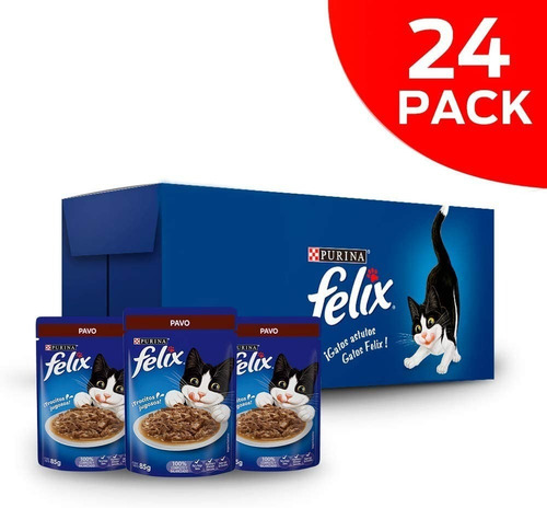 Alimento Húmedo Para Gatos Felix Pack X24 Sobres 85g C/u 