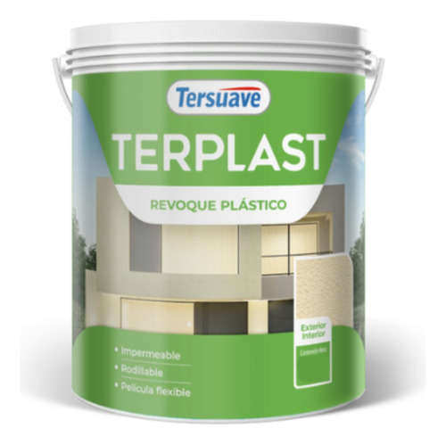 Revoque Plástico Con Color Terplast 25 Kg A Rodillo- Deacero Color Verde Natural