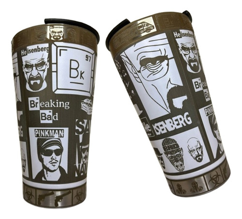 Copo Térmico Breaking Bad Personalizado 360 C/abridor E Caix Branco Breaking Bad