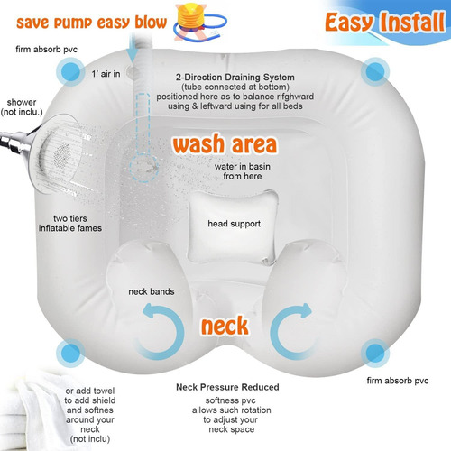 . Lavabo Inflable For Cabello Con Almohada Lavabo De Champú