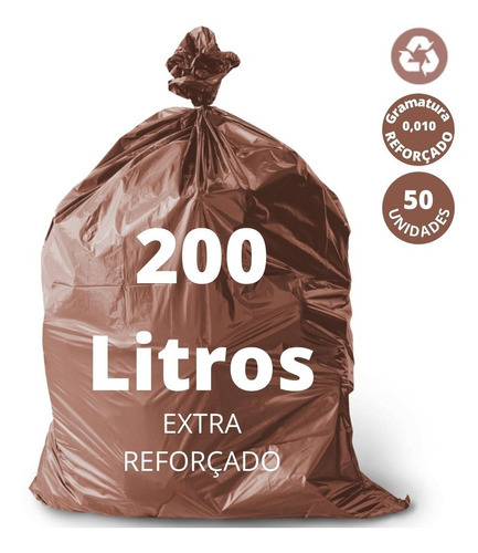 Saco De Lixo 200 Litros Super Reforçado Coleta Seletiva 50un