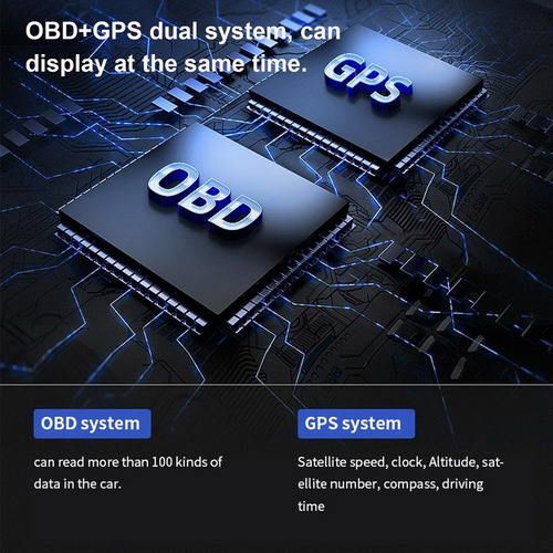 Velocímetro Hd De Sistema Dual Obd2 Gps Con Pantalla Frontal