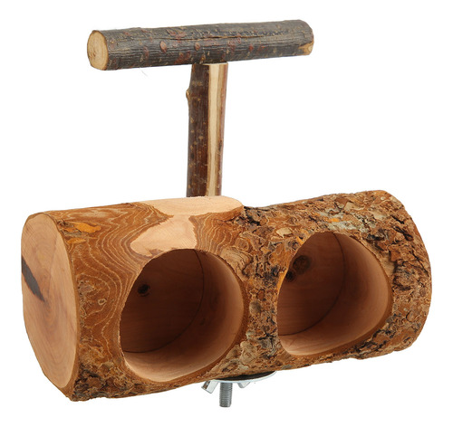 Comedero De Madera Con Forma De Jaula Natural, Doble Cuenco,