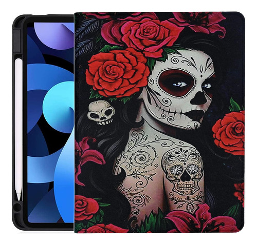 Funda Para iPad Air 5/4 - Mujer/flores Rojas