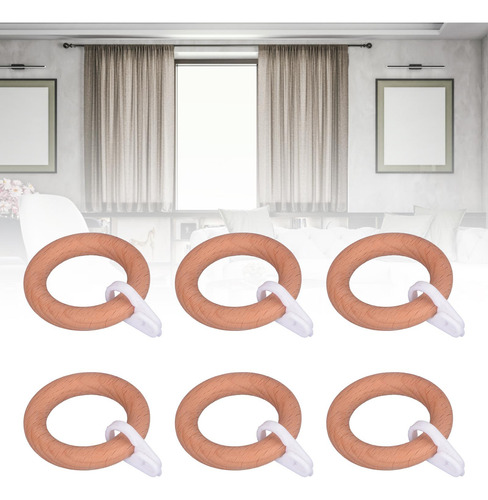 2 X 6 Anillos Para Poste De Cortina, Anillos De Madera Para