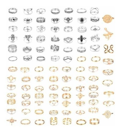 Anillos Bisutería - Jstyle 100pcs Knuckle Rings Set Stackabl