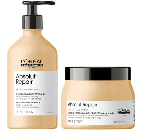 Shampoo 500ml + Mascarilla 500ml Loreal Absolut Repair Gold