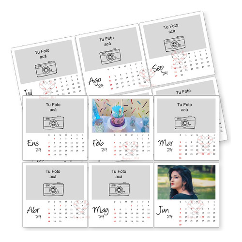 Kit Imprimible Calendarios 2024 Tipo Polaroid Editable