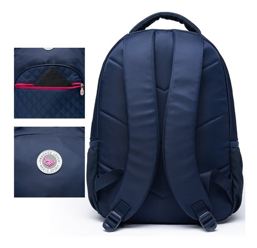 Mochila Grande Escolar Dia A Dia Trabalho Reforçada Conforto Cor Azul