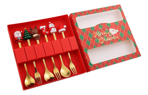 Juego De Cucharas Y Tenedores Navideños, 6 Piezas