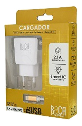 Cargador iPhone Lightning 2.1a Puerto Inteligente Smart Roca