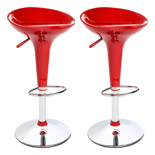 Kit 02un Banqueta Giratória Vermelha Alta Tulipa Assento Abs Cor Vermelho