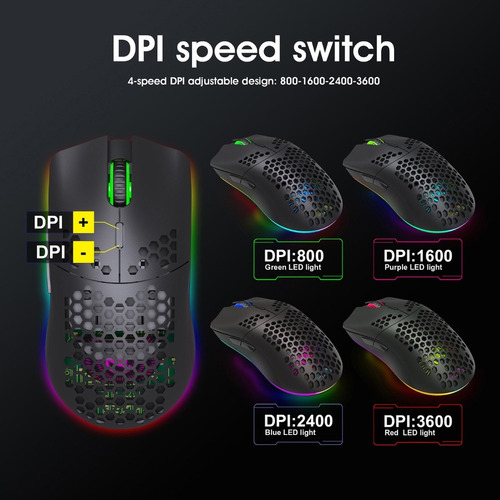 Ratón Inalámbrico Para Juegos Hxsj T66 Rgb 2.4g Con Iluminac