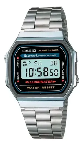 Casio Relogio Casio Vintage A168 Digital Prateado Unissex Retro