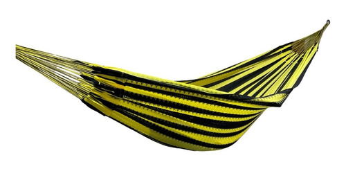 Imagen 2 de 4 de Hamaca Yucateca 100% Algodón Dos Colores (amarillo Y Negro)