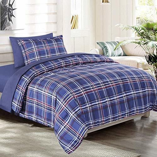 Set De Cama Emme 5 Piezas Azul Cuadros