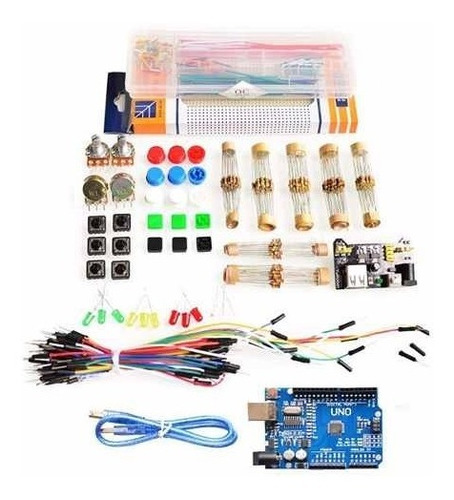 Kit Arduino Generico Uno R3 Protoboard Cables Set Oferta