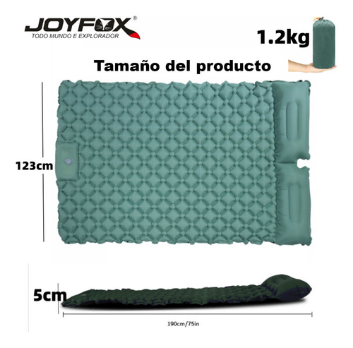 Colchoneta de acampada doble, ultraligera, portátil, automática, inflable, con almohada, para hasta 200 kg, 190 x 120 x 5 cm