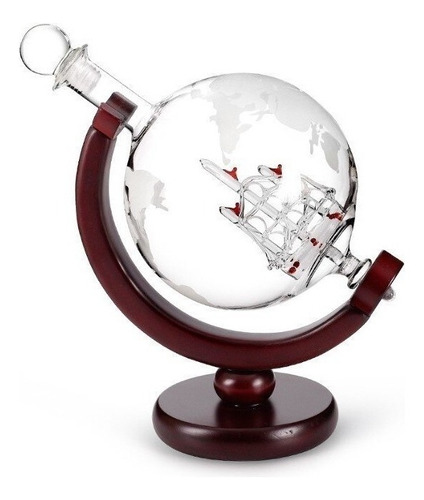 Decantador De Whisky Lazhu Globe Con Soporte De Madera Fina