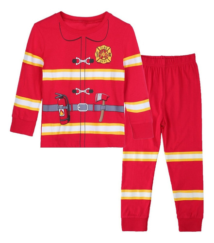 Pijama Niño Dinosaurio Bombero Deporte Casual Moda 2 Piezas