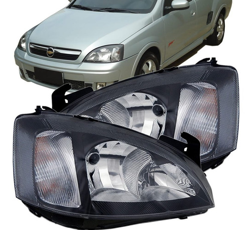 Farol Máscara Negra Corsa Hatch Sedan 03 A 12 Montana Raiado