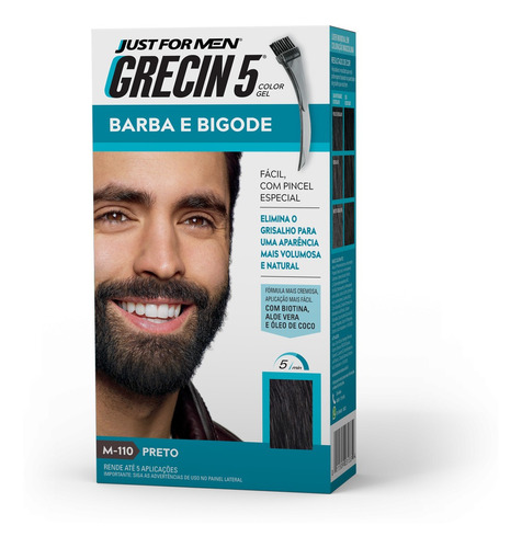 Grecin 5 Color Gel Barba Bigode Preto