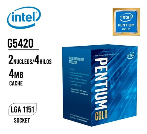 Cpu Hogar Intel Lite / Pentium Gold G5420/ 4gb / Ssd 240gb
