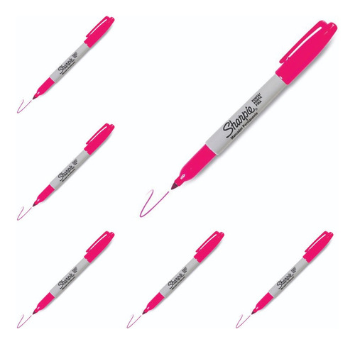 Caneta Sharpie Magenta ( Rosa ) - Kit Com 6 Canetas