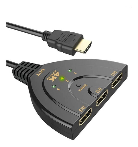 Conmutador Hdmi 3 Puerto 4k Switch 3x1 Divisor Cable Hd