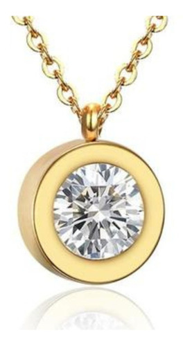 Imagen 2 de 7 de Collar Multicapa Mujer Doble Dije Cristales Acero Chapa Oro