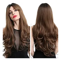Comprar Pelucas Mujer Dama Largas Ondulada Cabello Marrón Natural