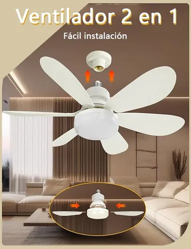 Ventilador De Techo Baiqian® Led E26/27 Instalación Sencilla Fanlight De Una Pieza