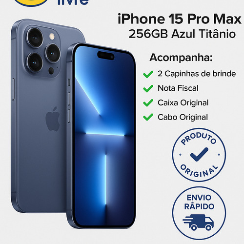 Apple iPhone 15 Pro Max (256 Gb) - Titânio Azul (Usado)