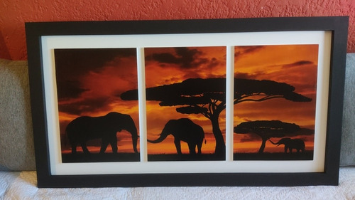 Cuadro Diseño Paisaje Africano Con Elefantes