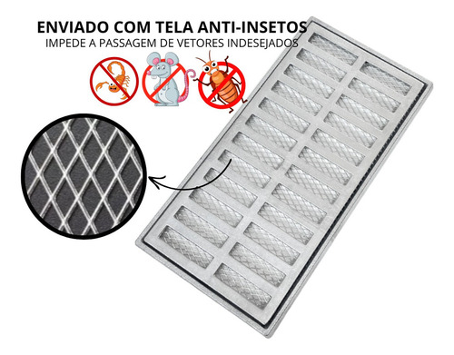 Ralo 15x30 De Alumínio Com Proteção Contra Insetos