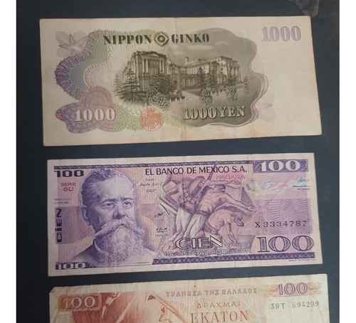 Colección De 26 Billetes Antiguos Mexicanos Y Extranjeros (Usado)