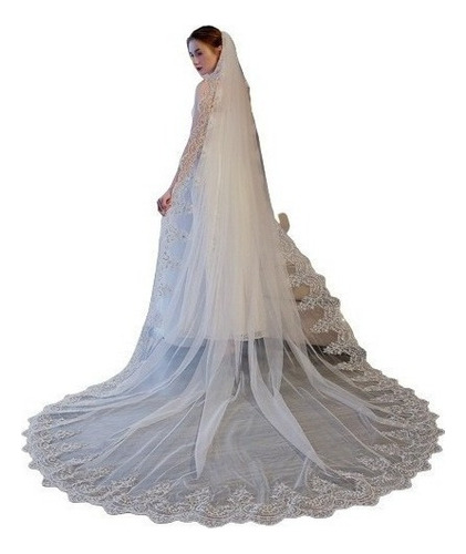 White Long Line Wedding Veil/300cm 1