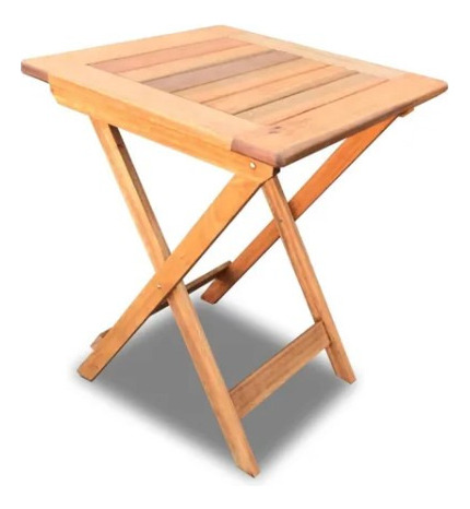 Mesa 75x75 Bar Eucaliptus +2 Silla Plegable Cordoba Madera Bar