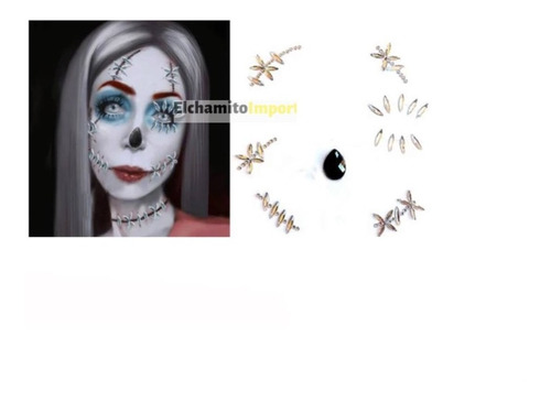 Face Sticker Gemas Cristales Rostro Cosplay Halloween